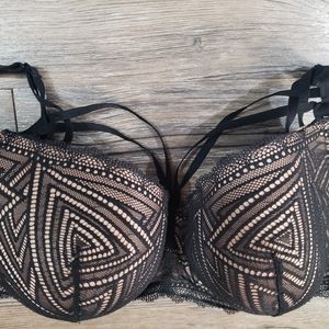Adore Me Trezza Geo Lace Contour Balconette Bra 42ddd Lingerie Black